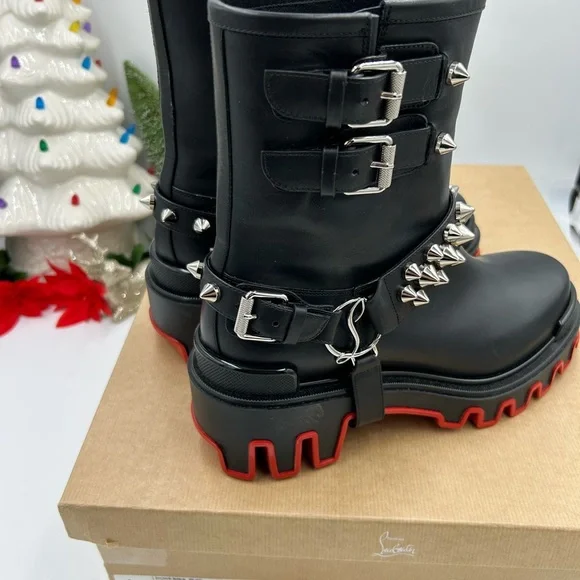 Christian Louboutin women's Dune bike spike Moto boots size 39 made in Italy - Picture 4 of 13